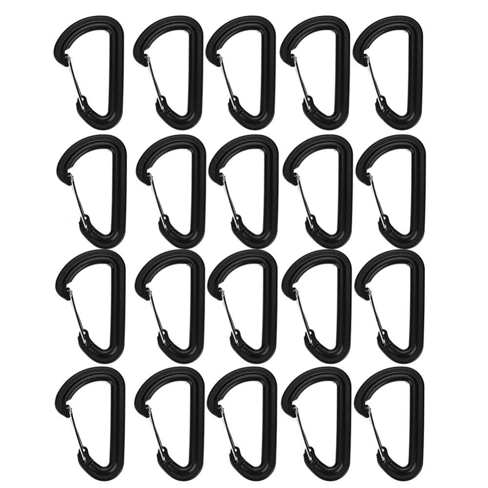 Dilwe Carabiner Locking, 20Pcs Plastic D Shape Locking Carabiner Quick Link Keychain for Outdoor Sports Fishing Hiking Climbing,Black