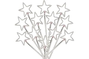 ArtCreativity Sparkly Star Wand, Bulk Pack of 24, Princess Party Favors for Girls and Boys, Silver Star Wand 7.5 Inch Magic Toy Wands with Rhinestones, Princess Costume Dress-Up Accessories