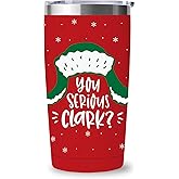 National Lampoons Christmas Vacation Merch Gifts, Funny Christmas Tumbler with Lid and Straw, 20 oz Stainless Steel Coffee Cups Keep Cold & Hot, White Elephant Gifts for Women Men - You Serious Clark