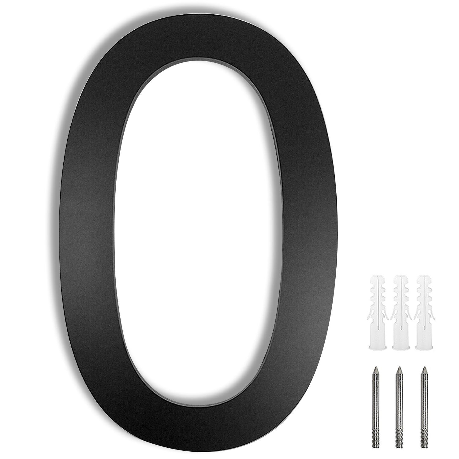 Meision House Number Anthracite Stainless Steel House Number RAL 7016 Fine Structure Powder Coated Made of Solid Arial Font with Screws Height 20 cm - Number 0