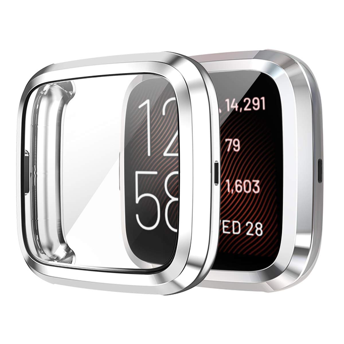 Shieranlee Compatible with Fitbit Versa 2,versa2 SE Screen Protector, 2 Packs Screen Protector Bumper Shell Case for Versa 2,versa2 SE Smartwatch