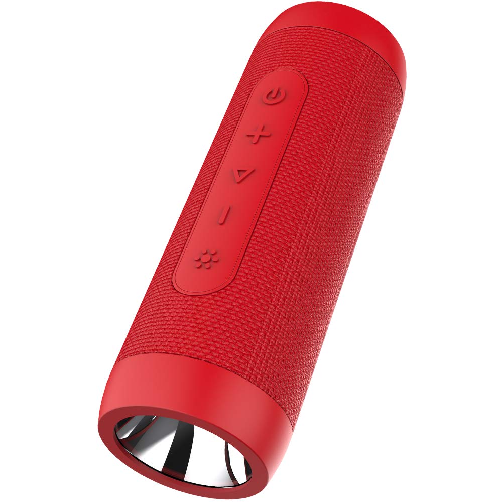 {Upgrade} Portable Bluetooth Speakers ZEALOT S22 Bike Speakers Wireless LED Light/Power Bank/Micro SD Card/ 3.5mm Audio Jack -Red