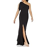 Dress The Population Womens Georgina One Shoulder Bow Detail Trumpet Gown Long Dress