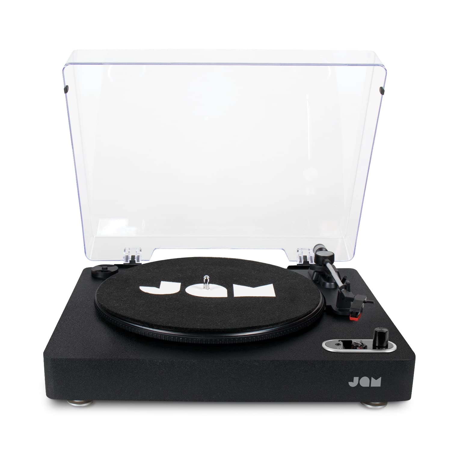 Jam Spun Out Wireless Turntable - Bluetooth Record Player, 3-Speed Vinyl Player, Portable Home Turntables for Records with Dust Cover, Headphone Jack Out, Aux-In, Convert Vinyl to MP3, Black
