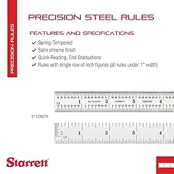 Starrett Spring Tempered Steel Rule with Satin