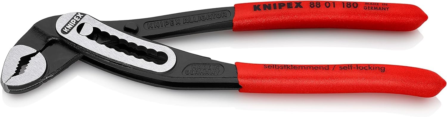 KNIPEX Alligator Wasserpumpenzange mit rutschhemmendem Kunststoff überzogen 180 mm, 88 01 180