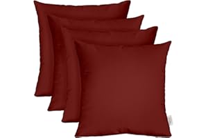 RSH DECOR: Sunbrella Square Throw Pillows Set of 4 | 17" x 17" | Water and Fade-Resistant Performance Fabric | Outdoor Pillow Covers with Down-Alternative Inserts | Canvas Burgundy