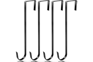 ZACOOL Pool Pole Hook Hanger for Fence（15 Inch） Vinyl Fence Hooks Patio Hangers Powder Coated Steel Fence Hanger for Hanging Lights,Hose,Plants,Bird Feeders,Pool Tools （4 Pack）