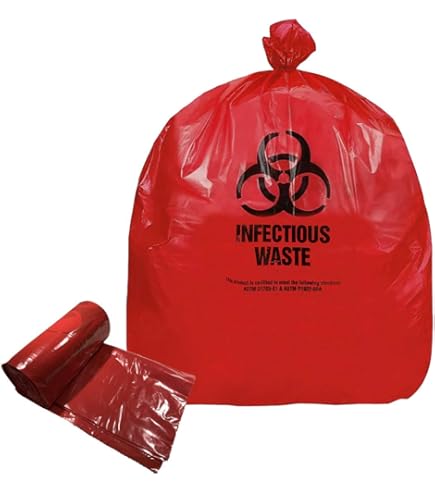 Rollpak Biohazard LLDPE Waste Disposable Bag, Qty 10 Bags, 40-45