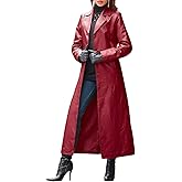 utcoco Womens Faux Leather Trench Coat Classic Lapel Button Down Maxi Jacket 2025 Stylish Overcoat