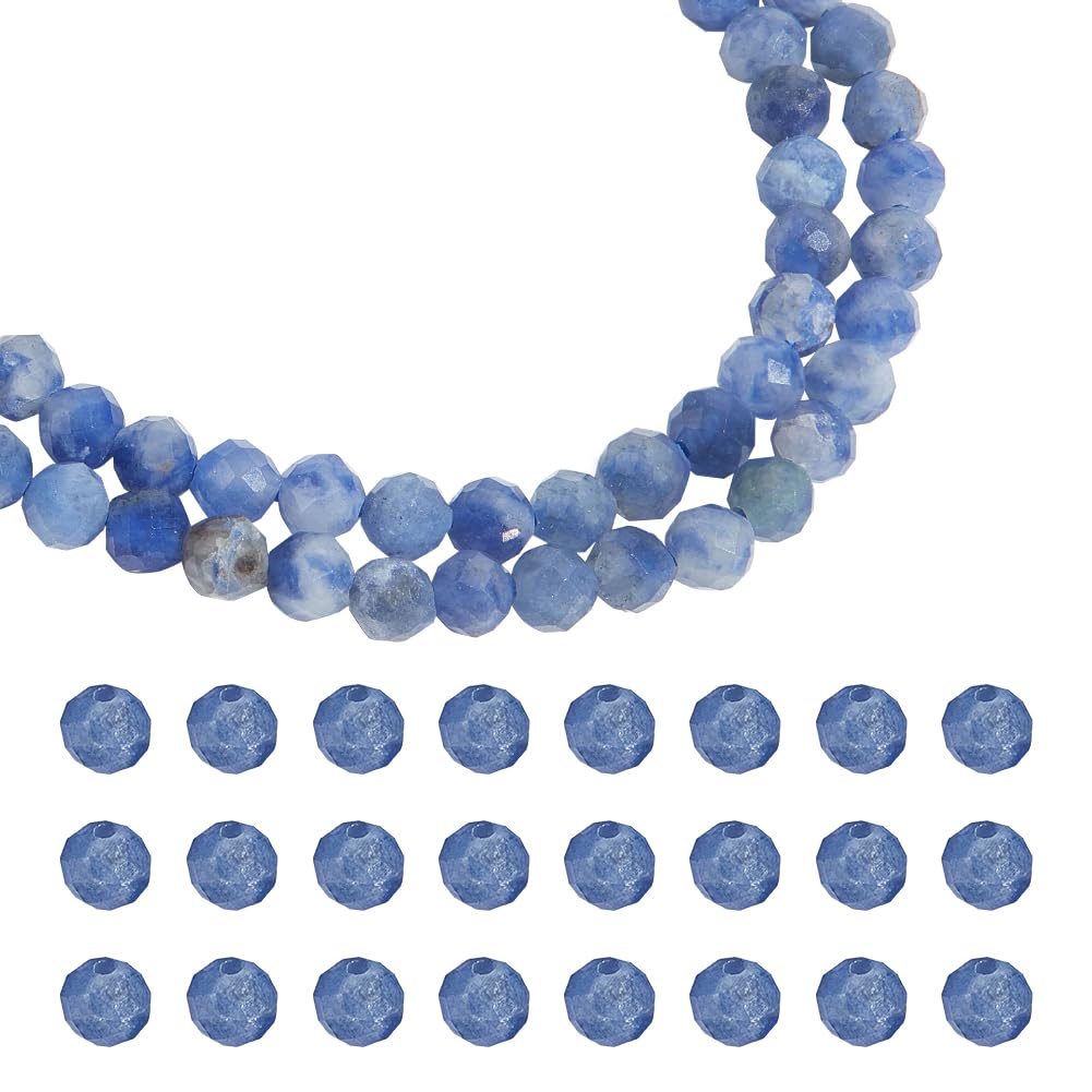 NBEADS 2 Strands About 254 Pcs Natural Sodalite Beads, 3mm Faceted Round Stone Beads Loose Gemstone Beads Spacer Beads for DIY Crafts Necklace Bracelet Jewelry Making