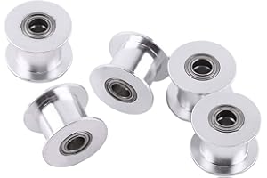 MARHYNCHUS 5Pcs Synchronous Pulley,3D Printer Accessories 2GT Aluminum Timing Belt Pulley Wheel 20 Tooth 5mm Bore without Teeth for Belt Width 10mm