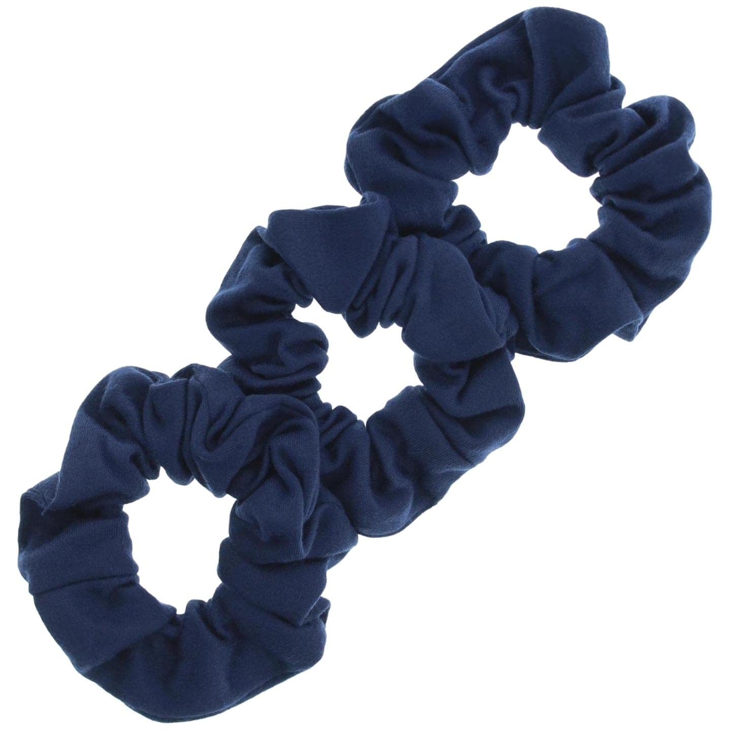 Topkids Accessories Soft Jersey Fabric Hair Scrunchies - Soft Elastic Bobble Hair Bands For Women, Ladies, Girls, Children - Pack Of 3 (Navy Blue)