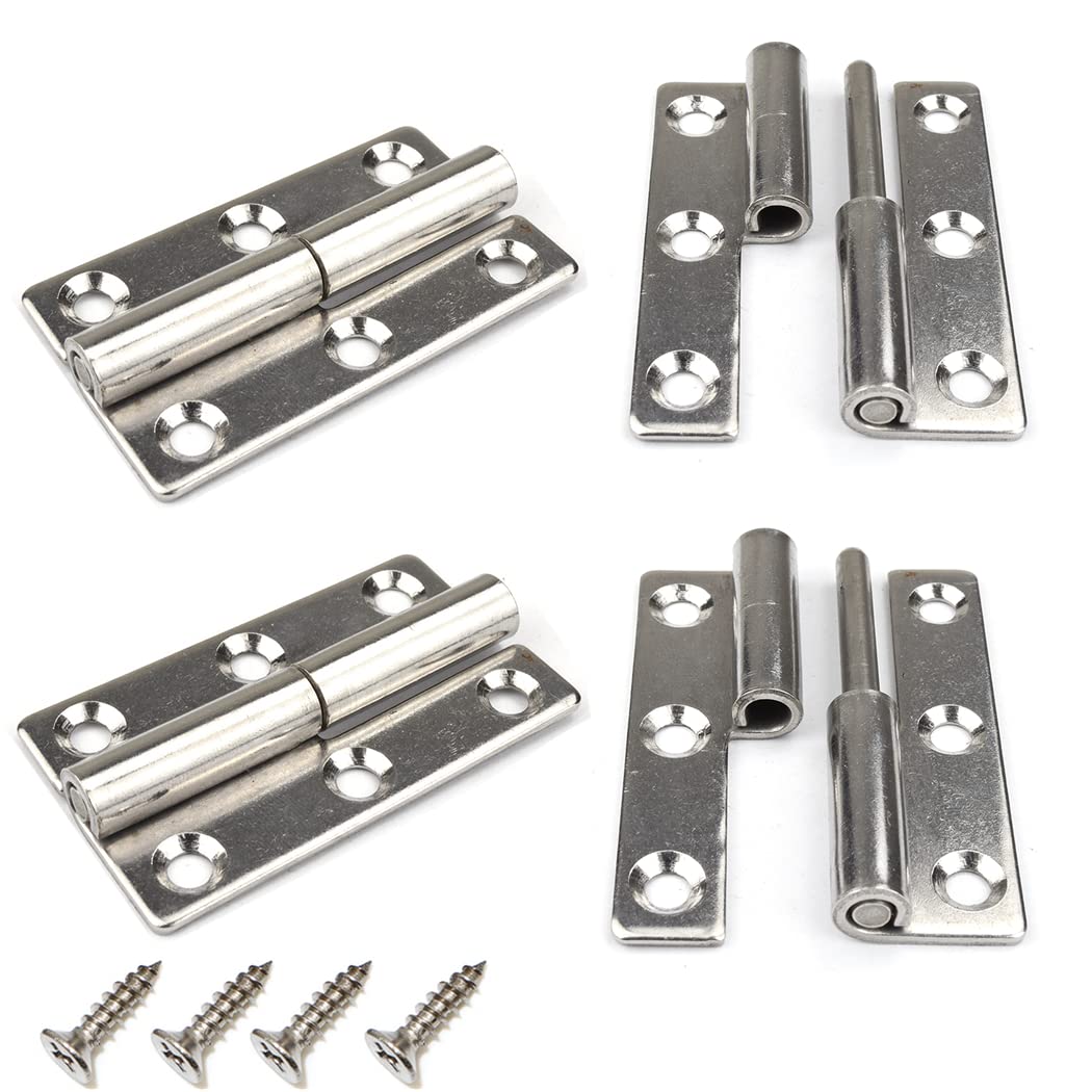 4Pcs 3" Lift Off Door Hinges, Heavy Duty Window Detachable Hinge 304 Stainless Steel for Internal External Doors
