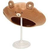 Zasy Wool Beret hat Handmade Wool Felt Cartoons Beanies French Women Girls Cap