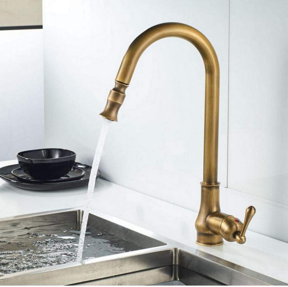 Grifos de cocina de bronce antiguos Saque el fregadero Giratorio Grifo