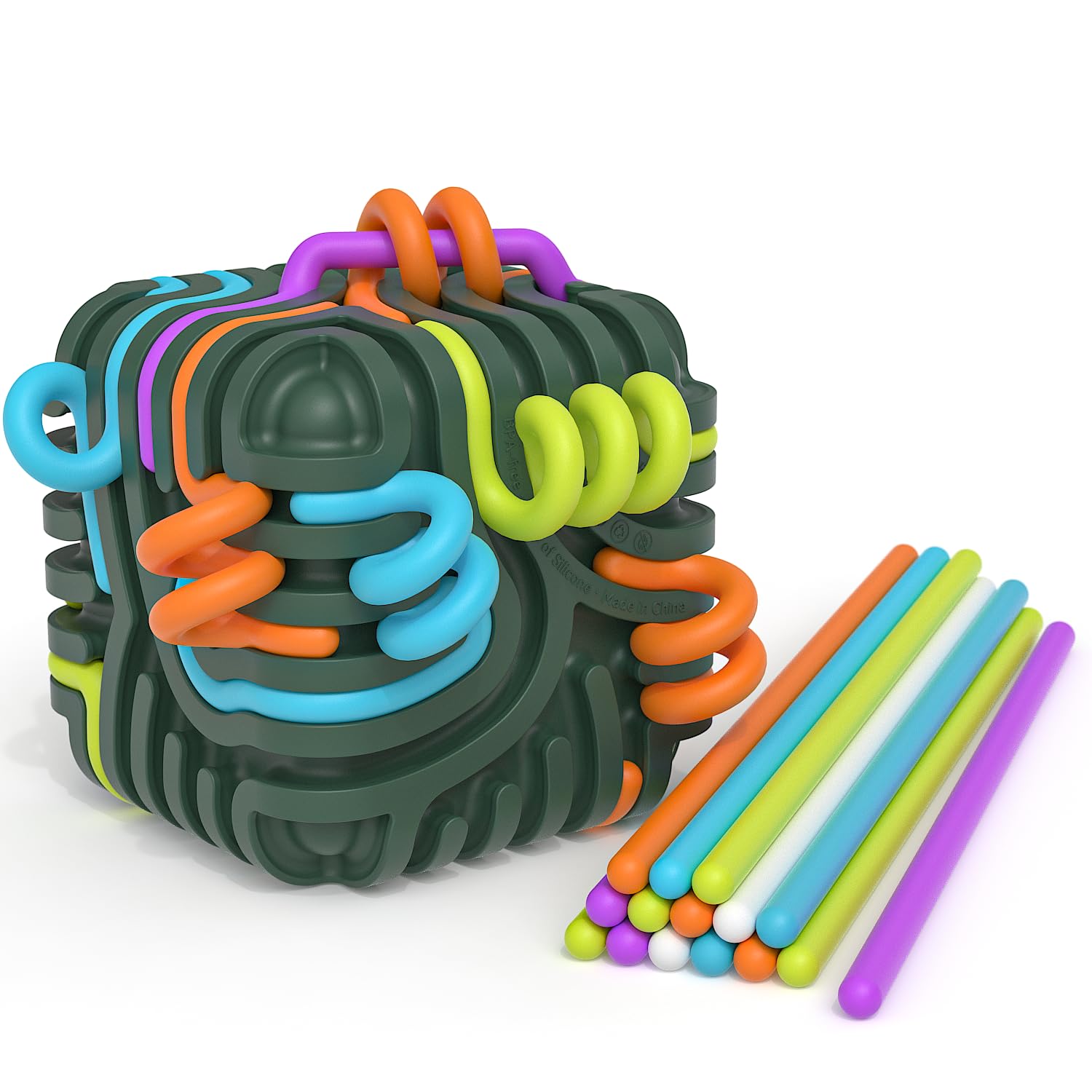 Silicone Sensory Activity Cube - 3D Maze Fidget Toy for Focus & Calm, Stress Relief, ADHD & Autism Support for Kids & Adults