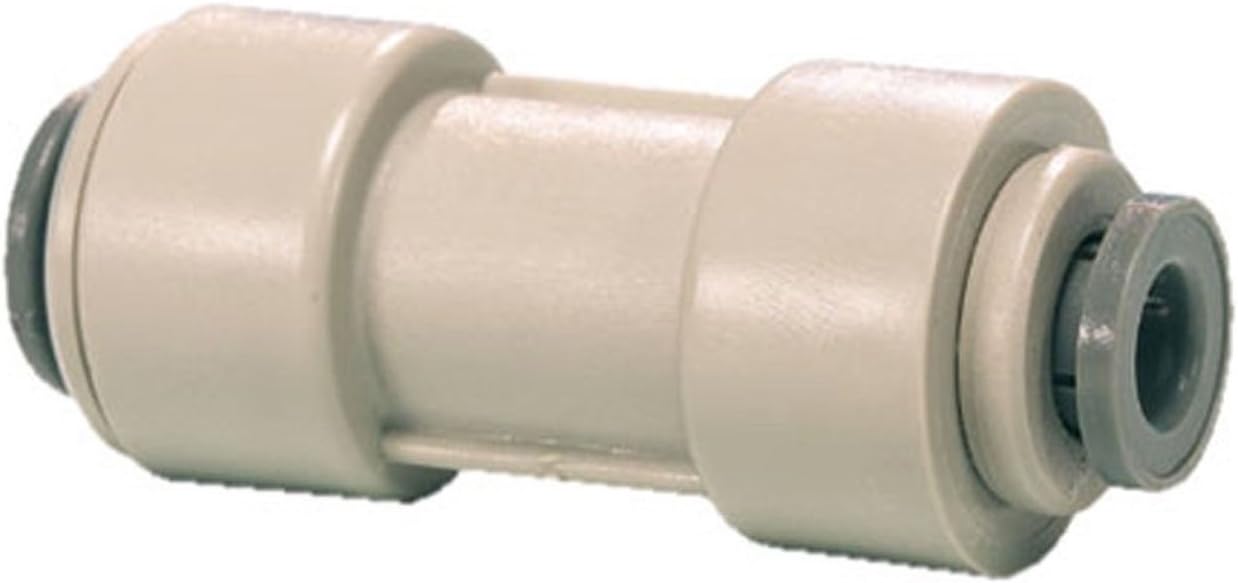 JOHN GUEST REDUCING STRAIGHT CONNECTOR. Push-fit Tube O.D. 3/8" to 1/4" Push-fit Tube O.D. Speedfit Part No PI201208S. Inch Size Quick-Connect Acetal Fittings for Drinks Dispensers and Pure Water