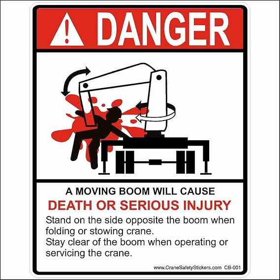 Moving Boom Hazard Sticker for Crane and Bucket Truck