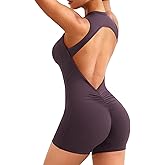 YEOREO Backless Workout Jumpsuits Women One Piece Sleeveless Jumpsuit with Pads Tessia Scrunch Butt Yoga Romper