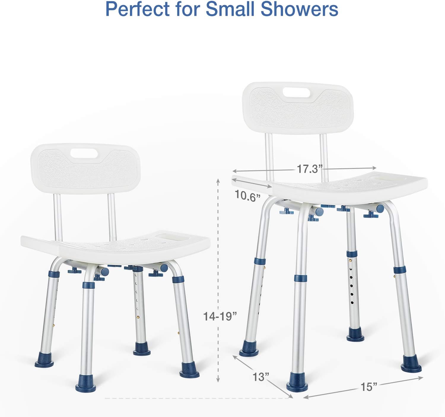 GreenChief Shower Chair with Removable Back 300lb - Heavy Duty Shower Bench with Free Grab Bar for Disabled, Seniors, Elderly & Handicap: Health & Personal Care
