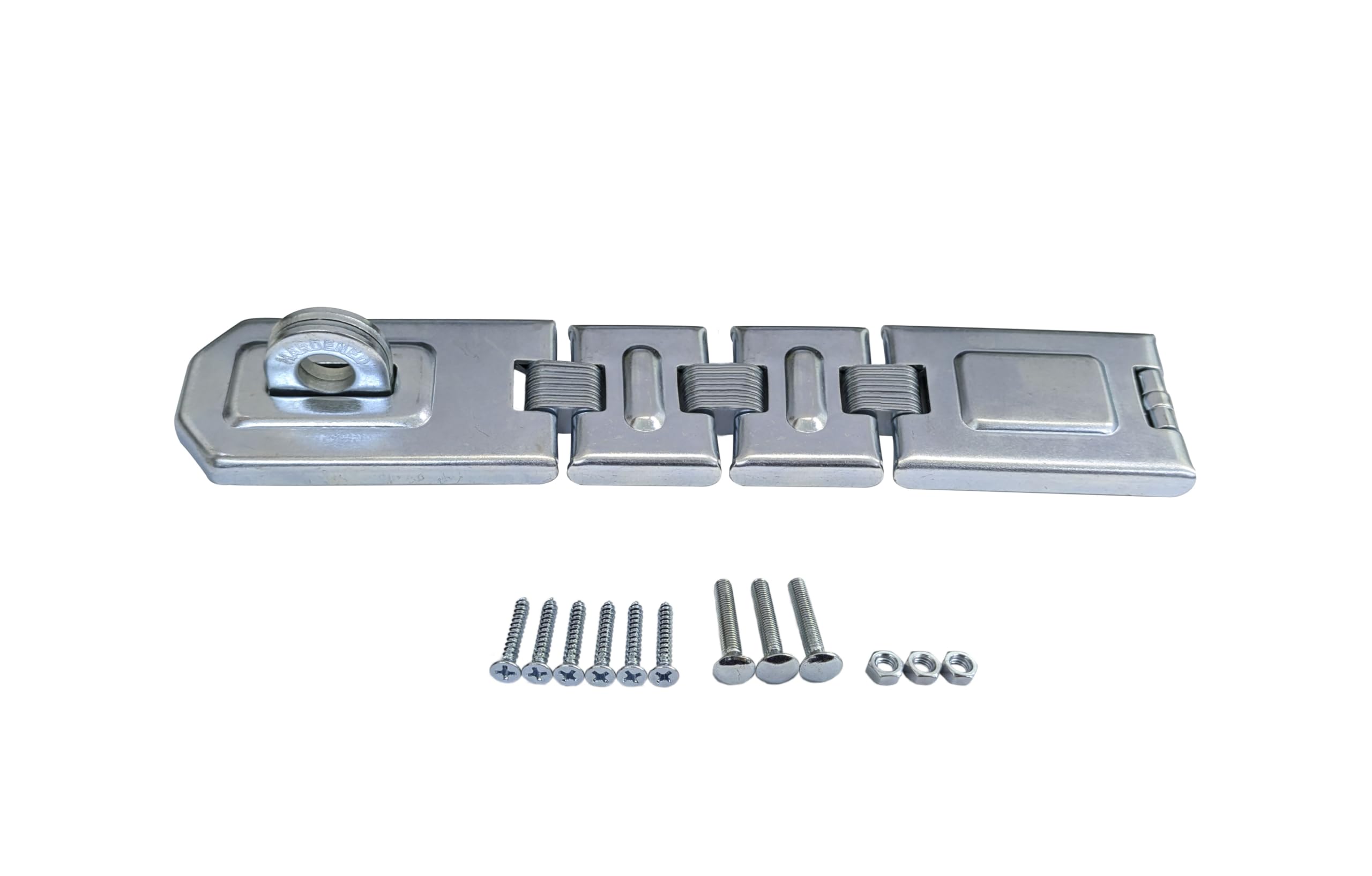 QCAA Extra Heavy Duty Concealed Safety Hasp, Flexible Link, with Hardened Staple, 9" Triple Flexible, Zinc Plated, 1 Pack, Made in Taiwan