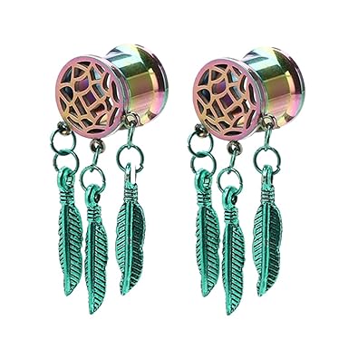 1 par Rainbow Dream Catcher Cuelgan Oído Tapón Túnel Camilla (10mm)