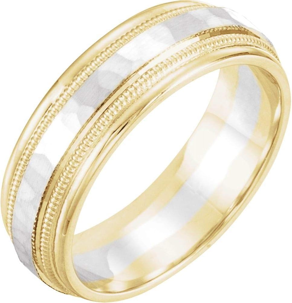 14ct Two Tone Gold 6mm Design Bridal Wedding Band Ring Amazon.it Gioielli