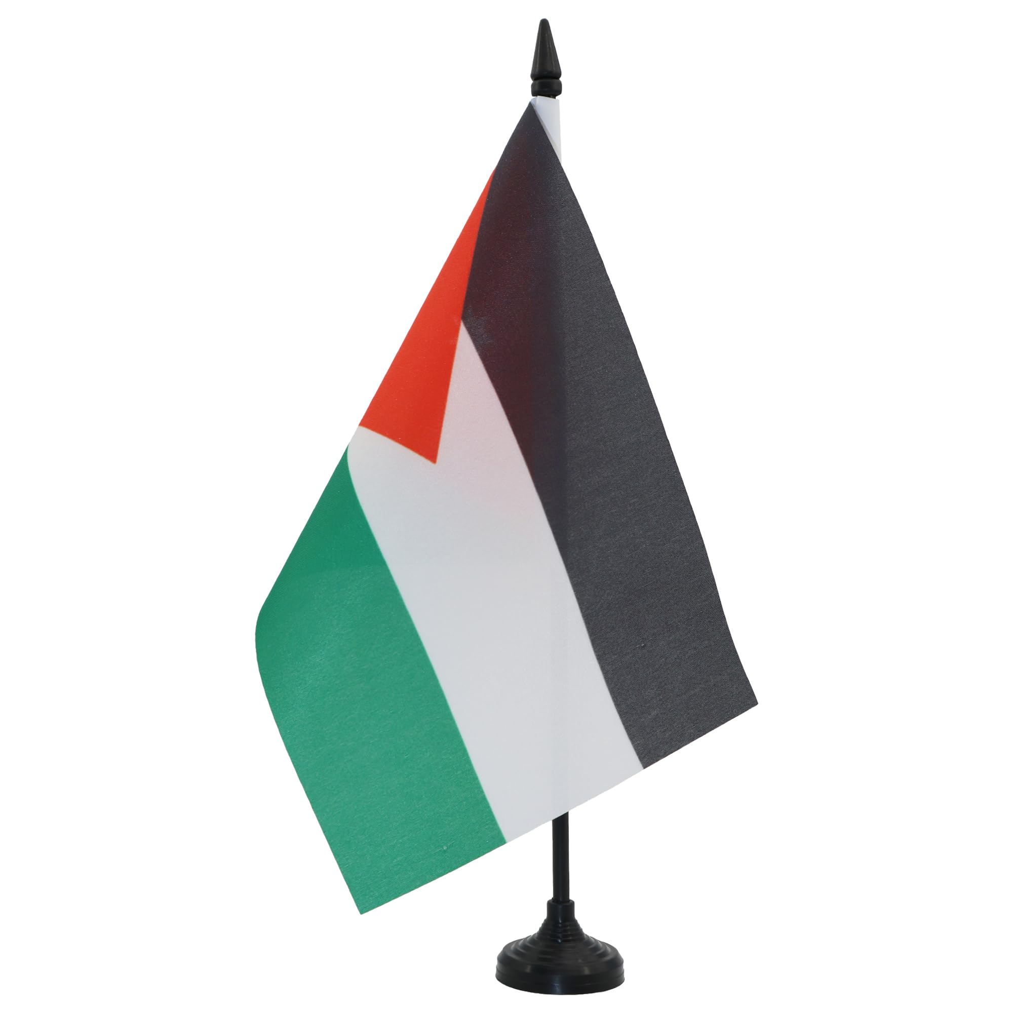 AZ FLAG Jordan Table Flag 5'' x 8'' - Jordanian Office Decoration 100% Polyester 21 x 14 cm - Mini Desk Flag with Pole and Black Plastic Base — image 1