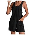 LRMQS Summer Rompers for Women 2025 Vacation Casual Plus Size Sleeveless One Piece Short Jumpsuit Trendy Overalls Outfits