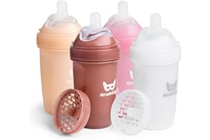 Herobility Double Anti-Colic Baby Bottles – 8.5 fl oz/240ml – 4-Pack – BPA-Free - Multicolor – Sand, Woodchuck, Pink, White