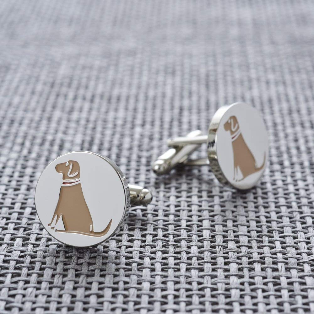 Sweet William Yellow Labrador Cufflinks | Silver plated Labrador Retriever Men Cufflinks for Labrador or any dog lover | 18mm x 3mm