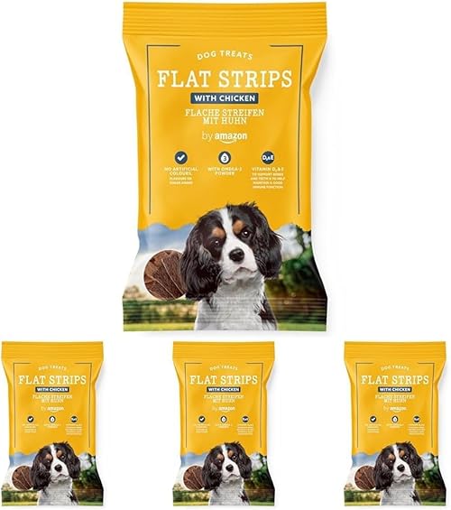 by Amazon Dog Treats - Flat Strips with Chicken, 200g (Pack of 4)