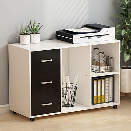 Tribesigns 3 Drawer Wood File Cabinets Large Mobile Pedestal