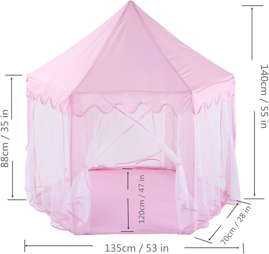 Blue Pink Color Princess Castle Hexagon Shape Kids Play House Tent Toys for Kiddie Playhouse Tent Princess Play Castle Tent Kids Castle Tent