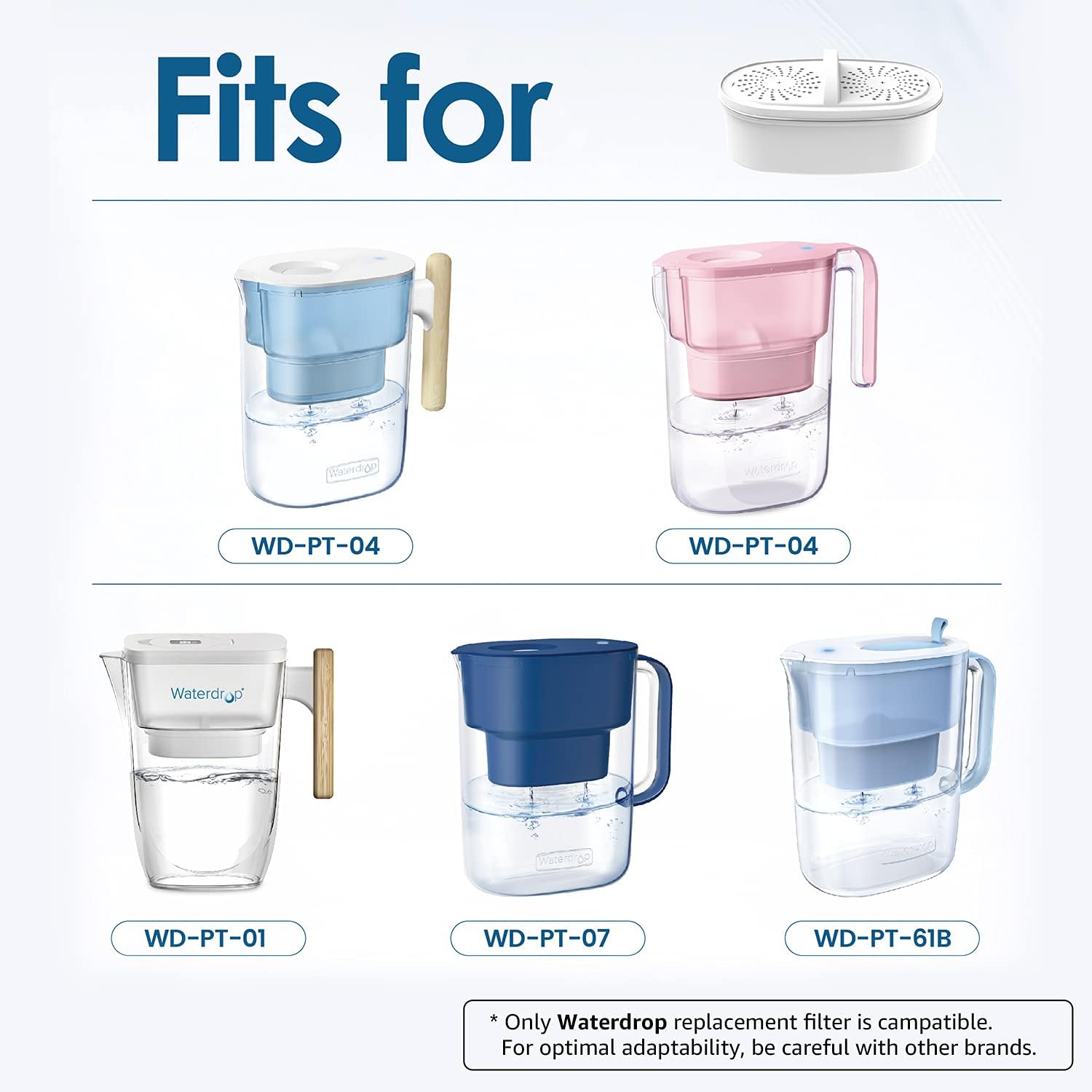 Waterdrop WD-PF-01A Plus Replacement Filters for All Waterdrop Pitcher Filtration System, Last Up to 3 Months or 200 gallons (Pack of 3): Kitchen & Dining