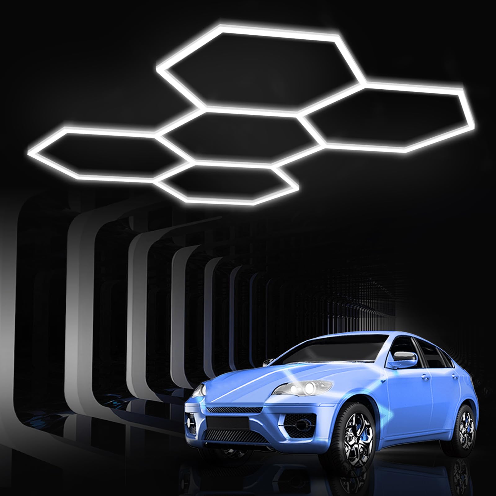 Photo 1 of Hexagon Garage Lights: Hexagon led Gym Lights 26520LM DIY Car Detailing Ceiling LED Shop Light for Basement Warehouse Workshop Barbershop Car Care Wash Room Auto Beauty Exhibition Hall 5 Grids 6500K