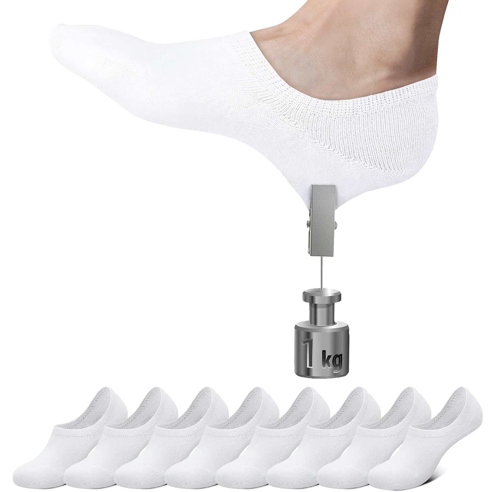 Falechay Sneaker Socken Damen Füßlinge 8 Paar No Show Unsichtbare Socken Unisex Schwarz Weiß Grau Hautfarbe 35-38 39-42 43-46
