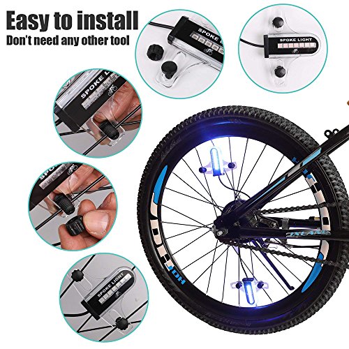 LEBOLIKE Waterproof Updated 14 Pcs Colorful LEDs Spoke Lights for Bicycle Wheel Spoke Decorations - (2pcs for 1 Tire)