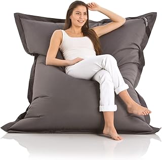 Lazy Bag Original Indoor & Outdoor Sitzsack XXL 400L Riesensitzsack Sitzkissen Sessel für Kinder & Erwachsene 180x140cm (Dunkel-Grau)
