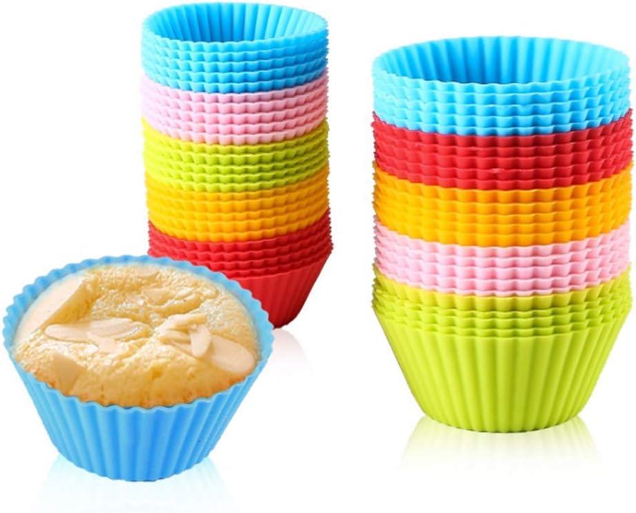 VENCANN Silicone Baking Cups,Reusable Muffin Cup Liners,Pack of 50(Color Random) (Color : Small, Size : 50pcs)