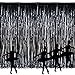 Adorox Metallic Silver Gold Rainbow Photo Backdrop Foil Fringe Curtains Party Wedding Event Decoration (Metallic Black)