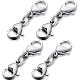 MTLEE Double Lobster Clasp Extender Double Claw Connector Bracelet Extension Clasp Small Bracelet Necklace Shortener for DIY Jewelry Making(0.98 Inch,Silver)