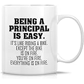 Retreez Funny Mug - Being a Principal is Easy Except the Bike is on Fire 11 Oz Ceramic Coffee Mugs - Funny, Sarcastic, Inspirational birthday gifts for friends, teacher, coworkers, siblings, dad, mom