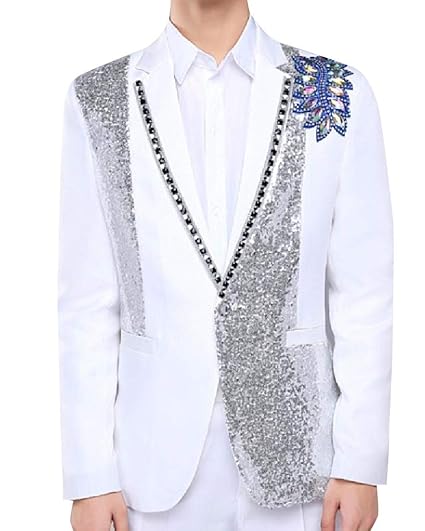 white glitter suit