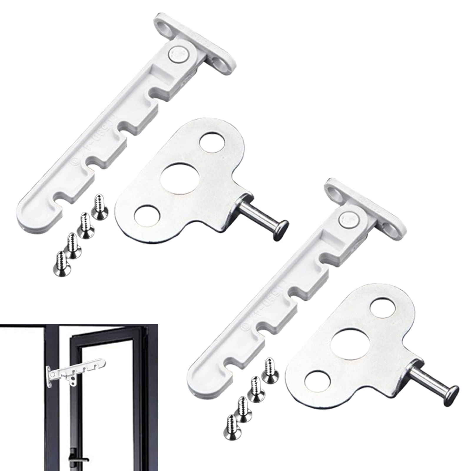 Eterspr 2 x Window Tilt Regulator, Window Latch Tilt Regulator, to Protect Windows and Adjust the Opening and Closing of Windows (White)