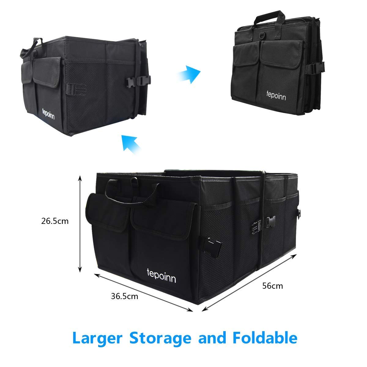 Tepoinn Kofferraum Organizer Auto mit Kühlfach Haltbar und faltbar Grosse Kapazität Perfekt für jedes Fahrzeug