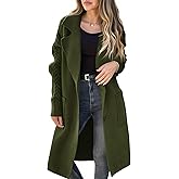 Saodimallsu Womens Long Cardigan Sweaters Chunky Knit Open Front Button Lapel Casual Fall Coatigan Jackets