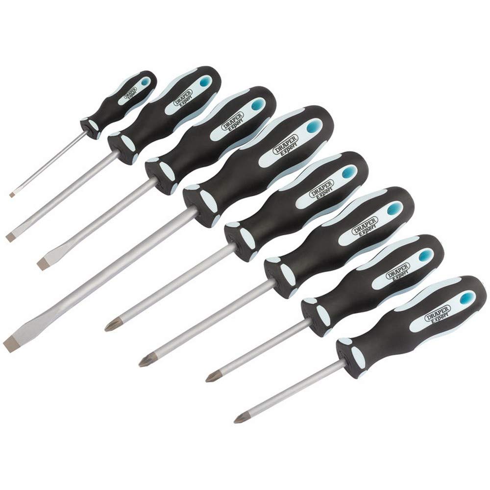 Draper 63589 Soft Grip Screwdriver 8 Piece Set, Blue