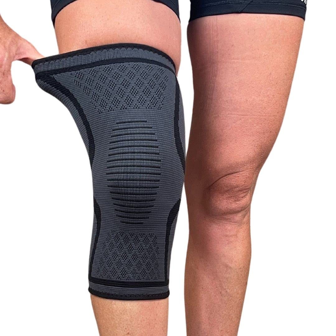 gr8ful® Knee Support for Running & Sports | Compression Knee Sleeve for Arthritis, Joint Pain Relief, Men & Women | Patella Support, Knee Brace Strap Wrap | One Size | Black (M)
